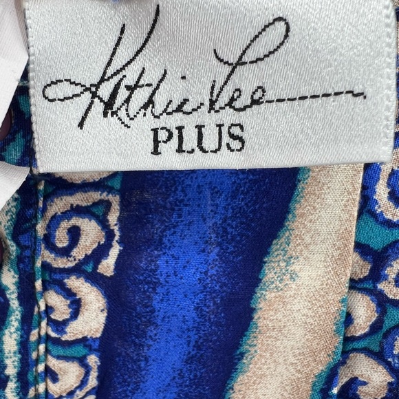 Vintage Kathie Lee rayon skirt plus size knee length blue beach coastal 26w - Picture 4 of 5